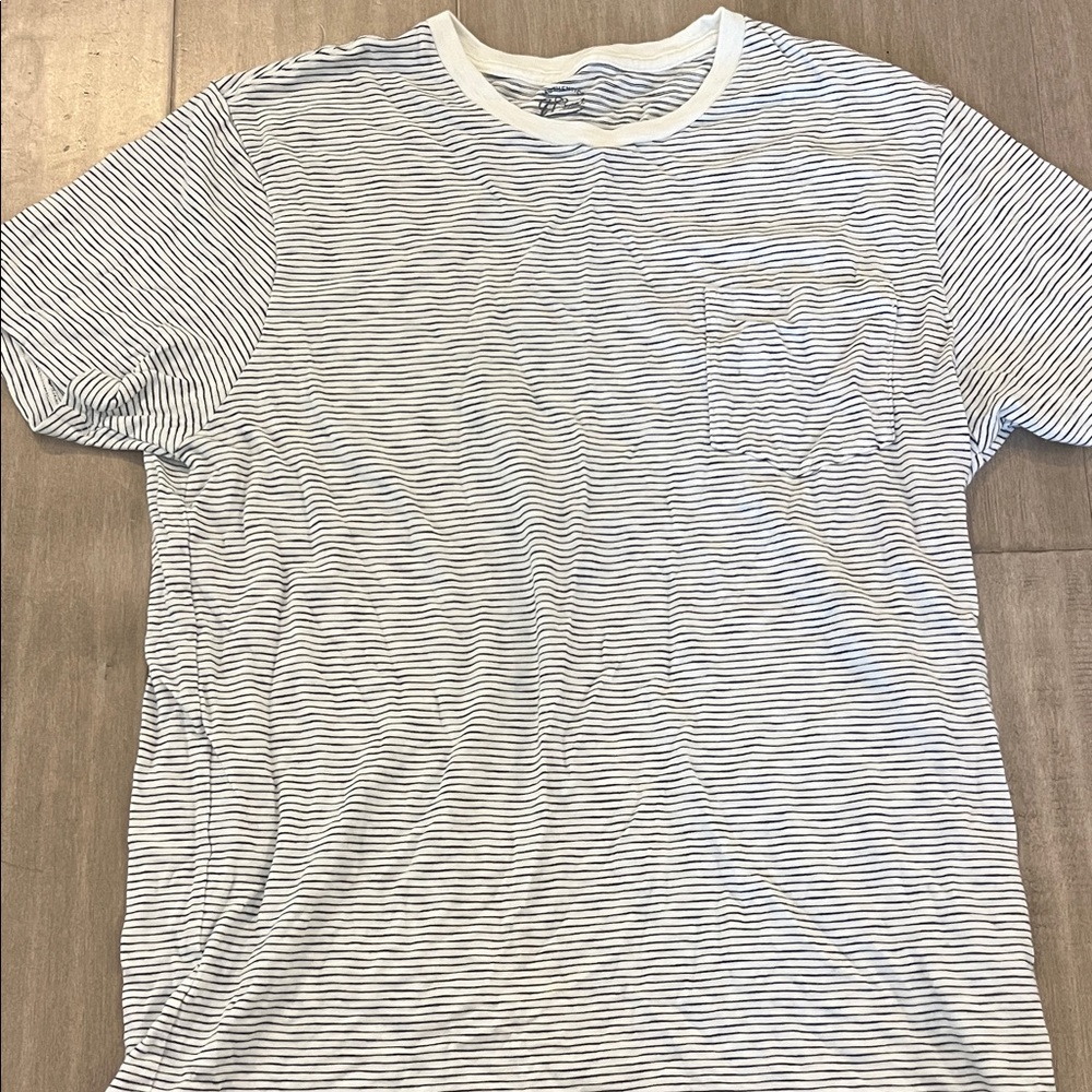 J Crew authentic Striped Pocket Crewneck T-Shirt - White & Navy